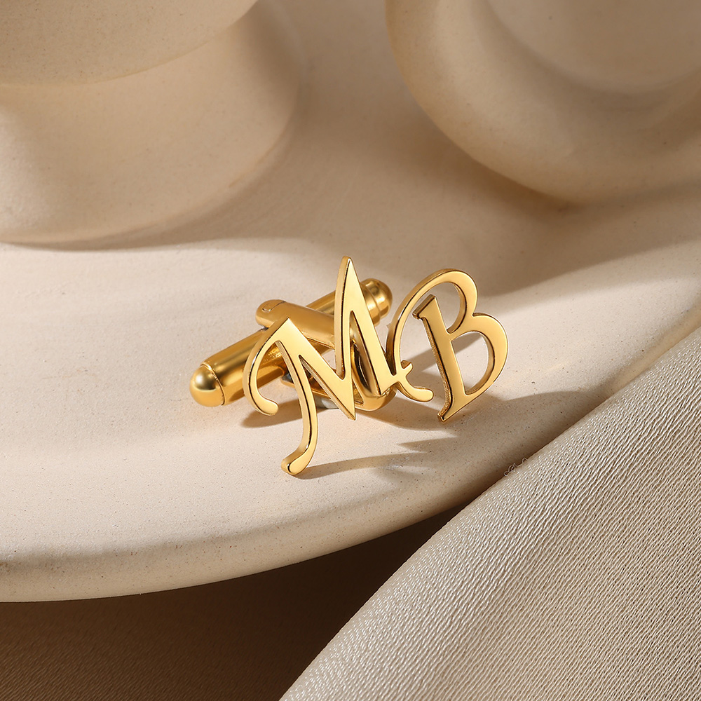 Men'S Grooming Gifts - ที่กําหนดเองจดหมายเริ่มต้น Cufflinks สําหรับผู้ชายสีสแตนเลสสตีล Cufflinks เจ้าบ่าวเสื้อสวมใส่เครื่องประดับงานแต่งงานของขวัญ