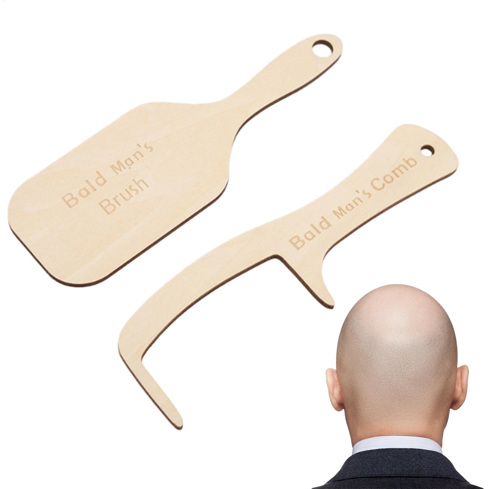 Men'S Grooming Gifts - หวีแปรงผมสำหรับคนหัวล้าน 2 ชิ้น ของเล่นตลก หวีแปรงผมสำหรับคนหัวล้าน ขัดเงา